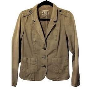 Ruff Hewn Well Worn 100% Cotton Button Front Women's Jacket Brown Sz Medium